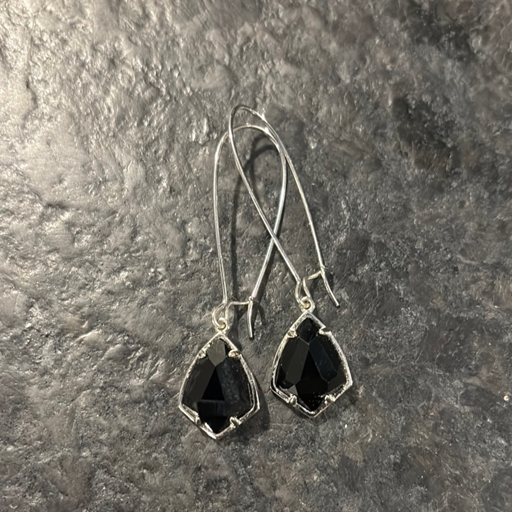 Kendra Scott Silver and Black Dangle Earrings